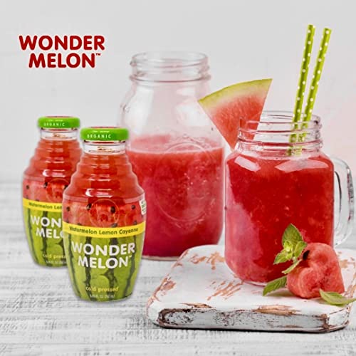 Wonder Melon Organic Watermelon Juice with Lemon & Cayenne - 100% Organic Cold Pressed Juice for Health Conscious Adult
